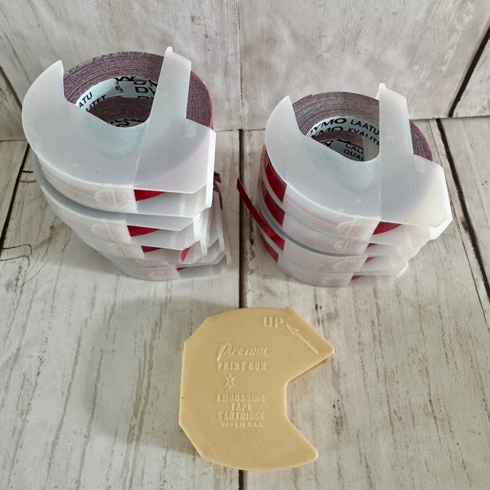 Vintage Dymo Glossy Red Embossing Label Tape 1/4" x 12' ~  9 Rolls NOS 5206 02 - Picture 5 of 8
